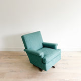 Mid Century Swivel Lounge Chair w/ New Turquoise Tweed Upholstery