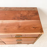 Mid Century 9 Drawer Dresser with New Solid Walnut Top