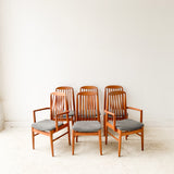 Set of 6 Vintage Teak Dining Chairs w/ New Upholstery