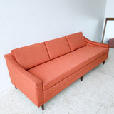 Mid Century Modern Kroehler Sofa with New Orange Upholstery