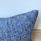Multi Blue Stripe Chenille Lumbar Pillow 14x24