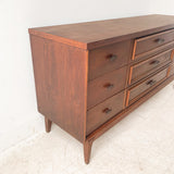 Mid Century Walnut 9 Drawer Dresser