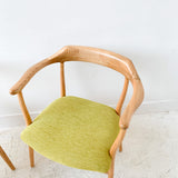 Pair of Sculpted Modern Occasional Chairs w/ New Ribbed Chartreuse Upholstery