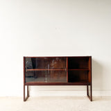 Walnut Curio Cabinet with Sliding Glass Doors