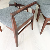 Set of 6 Rosewood Colored Dining Chairs w/ New Upholstery