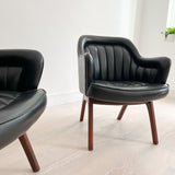 Pair of Black Naugahyde Mid Century Lounge Chairs