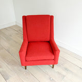 High Back Lounge Chair w/ New Red Upholstery