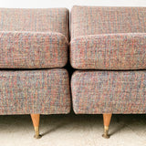 Mid Century 2 Part Sofa w/ New Rainbow Tweed Upholstery