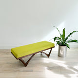 Mersman Bench w/ New Chartreuse Upholstery