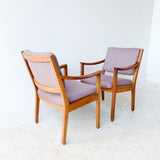 Pair of Mid Century Gunlocke Chairs w/ New Mauve Upholstery