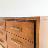 Bassett Walnut 9 Drawer Dresser w/ Rosewood Trim