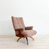 Mid Century Swivel Lounge Chair - New Mauve Upholstery