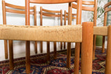 Set of 6 Teak Woven Rope Chairs