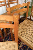 Set of 6 Teak Woven Rope Chairs