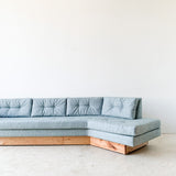 Mid Century Pearsall Style Long Gondola Sofa with Solid Maple Base