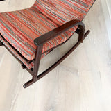 Mid Century Rosewood Color Rocker - New Upholstery