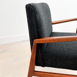 Jens Risom Chair w/ New Charcoal Boucle Upholstery
