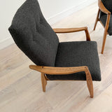 Pair of High Back Lounge Chairs w/ New Boucle Upholstery