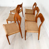 Set of 6 Danish Oak Moller Dining Chairs - Model #71