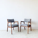 Pair of Occasional Chairs w/ New Grey/Rainbow Tweed Upholstery