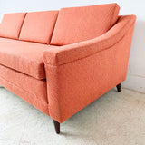 Mid Century Modern Kroehler Sofa with New Orange Upholstery