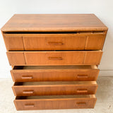 Mid Century Highboy Dresser with Sculpted Drawer Pulls