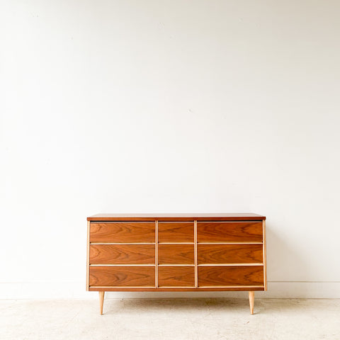 Mid Century Two Tone 9 Drawer Dresser by Bassett