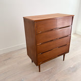 Mid Century Walnut Highboy on Tapered Legs