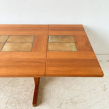 Danish Teak Tile Top Dining Table w/ Drop Down Removable Leaves