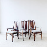 Set of 6 Sculpted Back Walnut Dining Chairs