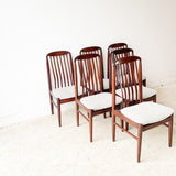 Set of 6 Sculpted Rosewood Dining Chairs w/ New Upholstery