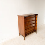 Mid Century Walnut Highboy with Bow Front