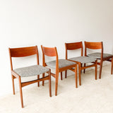 Set of 4 Danish Teak Dining Chairs with Wooden Backs