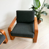 Pair of Vintage Solid Teak Lounge Chairs