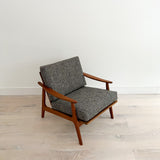 Danish Teak Lounge Chair w/ New Grey Upholstery