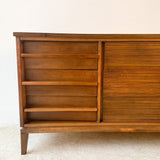Mid Century 9 Drawer Dresser with Sculpted Top
