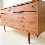 Mid Century Walnut 6 Drawer Dresser