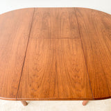 Mid Century Round Teak Dining Table w/ Butterfly Leaf
