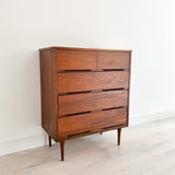 Mid Century Walnut Highboy on Tapered Legs