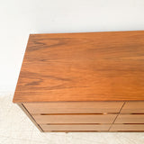 Mid Century Walnut 9 Drawer Dresser on Tapered Legs