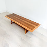 Mid Century Walnut Coffee Table w/ Triangle Base