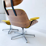 Mid Century Modern Plycraft Lounge Chair and Ottoman with New Mustard Upholstery