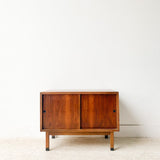 Mid Century Walnut Record Cabinet w/ Sliding Doors