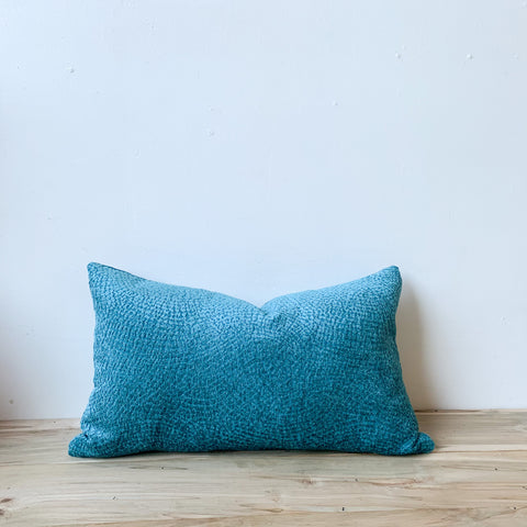 Turquoise Chenille Lumbar Pillow  14x24