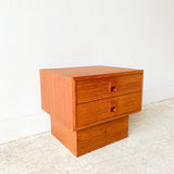 Vintage Teak Nightstand on Plinth Base