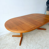 Danish Teak Round Dining Table w/ 2 Leaves by ABJ
