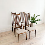 Set of 4 High Back Dining Chairs - New Beige Upholstery