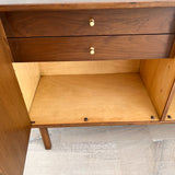 Mid Century Modern Cane Front Buffet w/ Brass Door Knobs