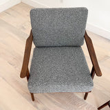 Pair of Mid Century Lounge Chairs w/ New Grey Tweed Upholstery