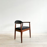 Walnut Occasional Chair w/ New Charcoal Upholstery